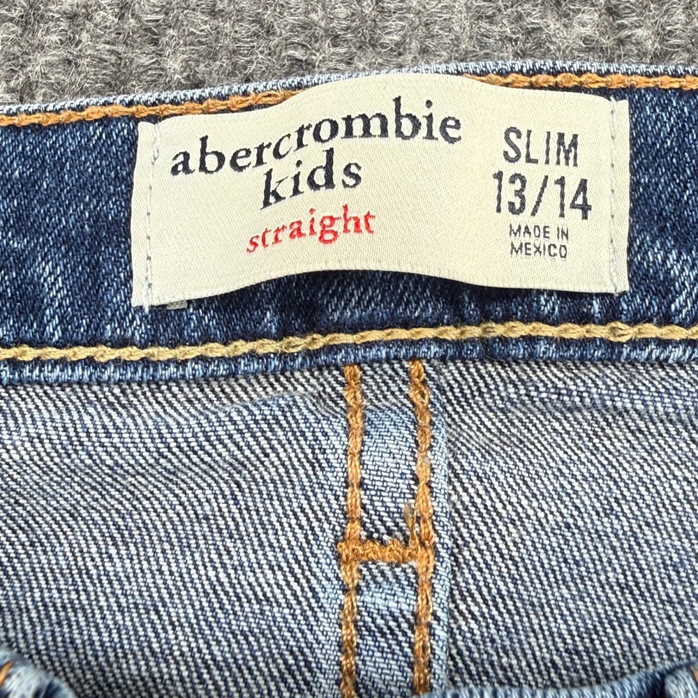 Abercrombie Kids Straight Jeans Kids 13/14 Blue Excellent Slim Fit Medium Wash - Picture 3 of 7